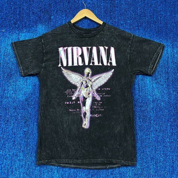 Nirvana In Utero Album Art Neon Angel Grunge Rock Band Tee M